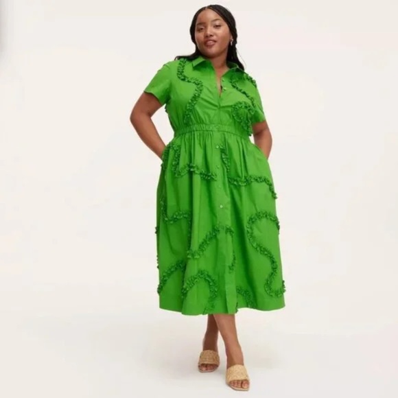 Kate Spade x Target Green Ribbon Short Sleeve Midi Shirtdress sz M - Picture 3 of 3